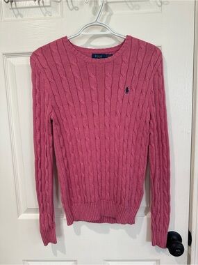 Authentic Ralph Lauren Pink Cable-Knit Crewneck Sweater